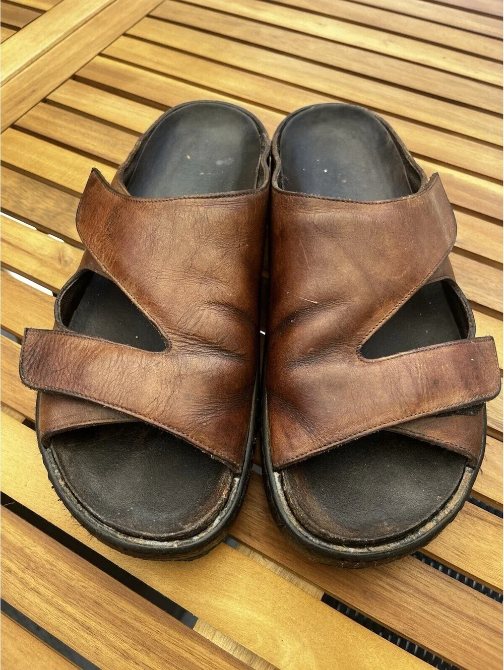 Mephisto Mobils James Sandals Mens EUR 46 US 13 Brown Leather Two Strap Summer
